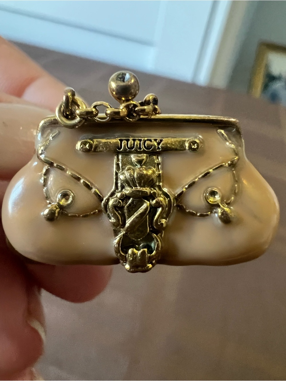 Vintage Juicy Couture Blush Pink Enamel Frame Purse Handbag Charm As Is
